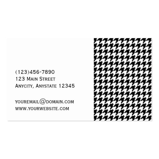 Black and White Houndstooth Business Card (back side)