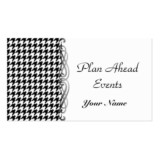 Black and White Houndstooth Business Card (front side)