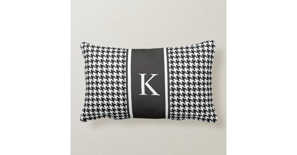 Black and White Houndstooth Pattern Lumbar Pillow