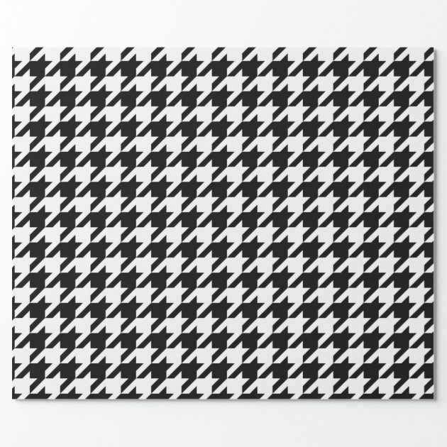 Black and White Houndstooth Pattern Wrapping Paper 2/4