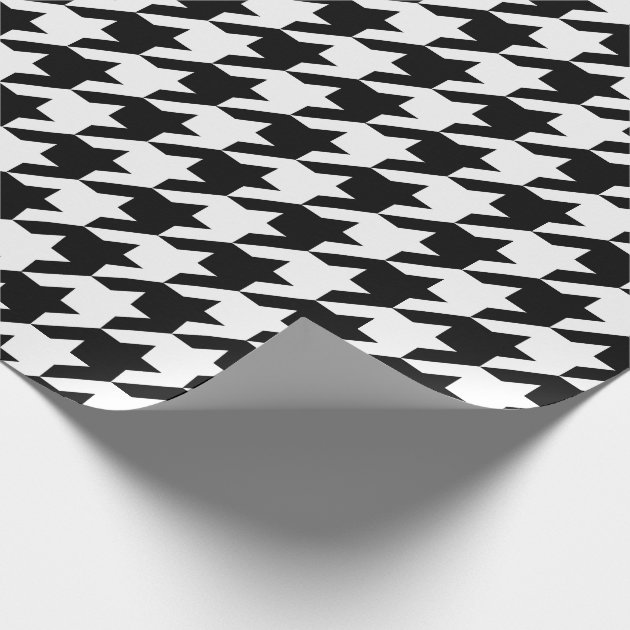 Black and White Houndstooth Pattern Wrapping Paper-3