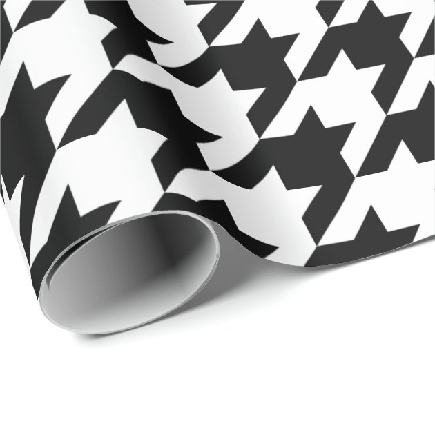 Black and White Houndstooth Pattern Wrapping Paper-2