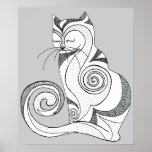 Black and White Hypnocat Print