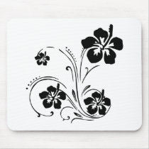 Black and White Illustrated Flower Mousepad by bonfire46 Black and White Illustrated Flower Mousepad