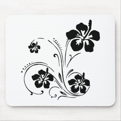 Black and White Illustrated Flower Mousepad by bonfire46