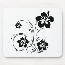 Black and White Illustrated Flower Mousepad mousepads
