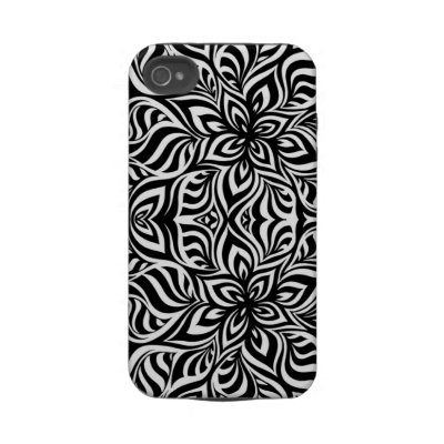 Black and White Ink Fractal Flowers casemate cases