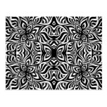 Black and White Ink Fractal Flowers Post Cards