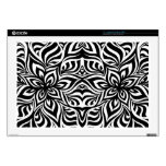 Black and White Ink Fractal Flowers Skins For 17" Laptops