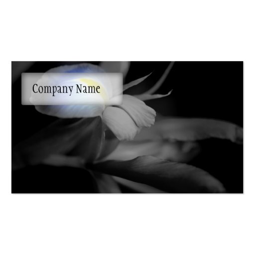 Black and White Iris Flower Photograph Business Card Template (back side)