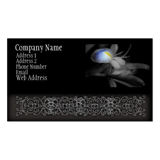 Black and White Iris Flower Photograph Business Card Template