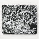 Black and white Japanese Koi tattoo art. Mouse Pad
