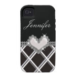 Black and White Jewel Heart iPhone Case iPhone 4/4S Cover