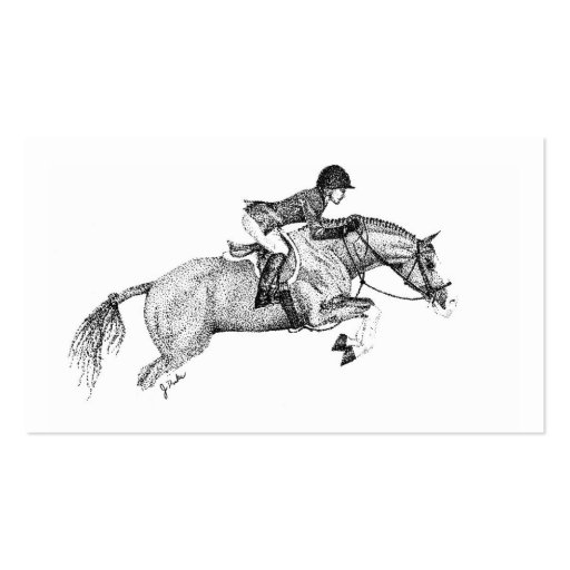 Black and White Jumer Horse Business Card (back side)
