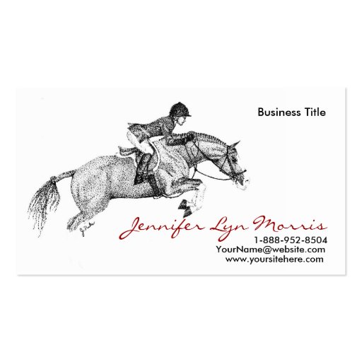 Black and White Jumer Horse Business Card (front side)