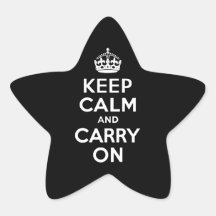 Black and White Keep Calm and Carry On Star Stickers