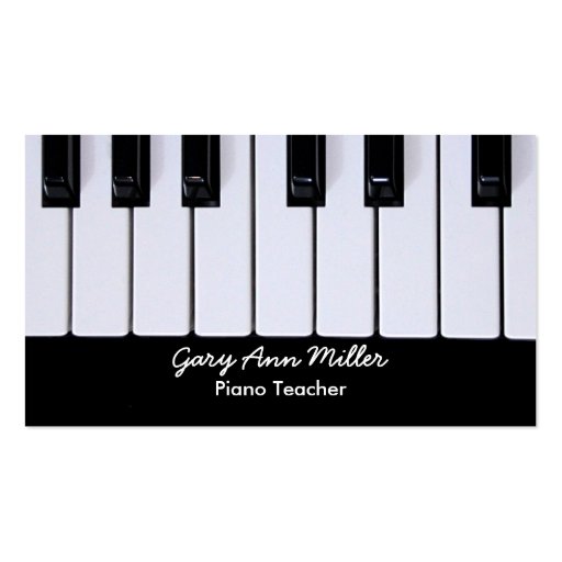 Black and White Keys Piano Teacher Business Card Template (front side)