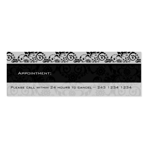 Black and White Lace   Damask Business Card Templates (back side)