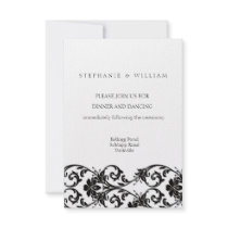 Black and White Lace Wedding Reception Card Personalized Announcement