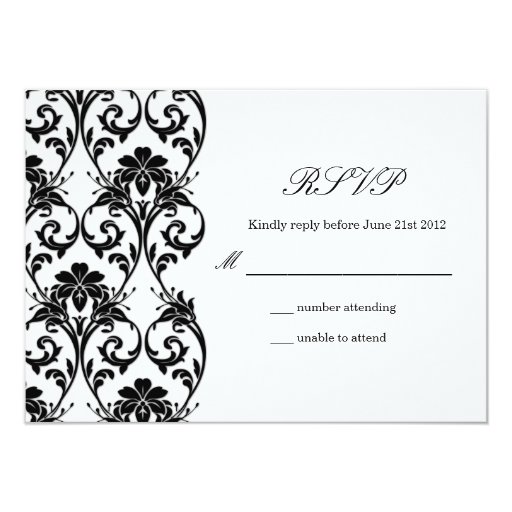 Black And White Lace Wedding Rsvp 4 5x6 25 Paper Invitation Card Zazzle