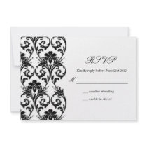 Black and White Lace Wedding RSVP Invite