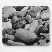 Black and White Lakeshore Beach Stones mousepads