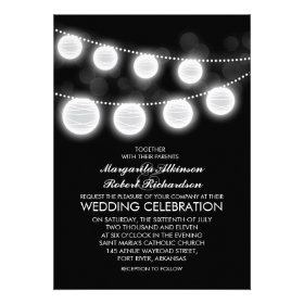 black and white lanterns wedding invitation