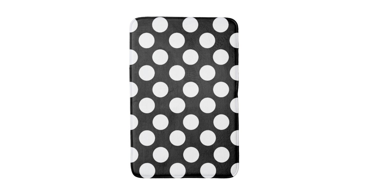 Black and White Large Polka Dot Bath Mat Zazzle