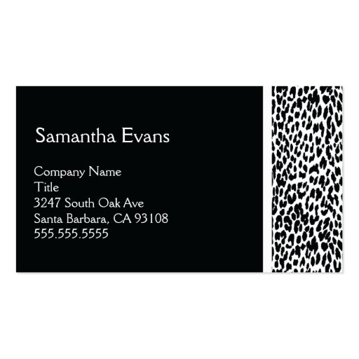 Black and White Leopard Business Card (front side)