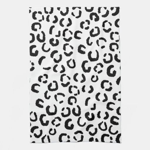 Black and White Leopard Print Pattern. Kitchen Towel from Zazzle.