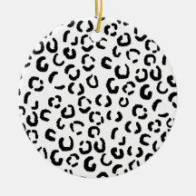 Black and White Leopard Print Pattern. Christmas Ornament