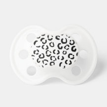 Black and White Leopard Print Pattern. Pacifiers