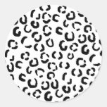Black and White Leopard Print Pattern. Round Sticker