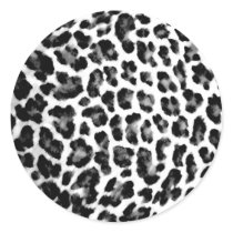 Black and White Leopard Print Round Sticker