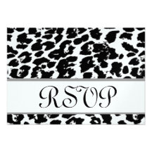 Black and White Leopard RSVP Wedding Response Card Personalized Announcement