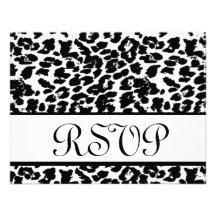 Black and White Leopard RSVP Wedding Response Card Personalized Invitations