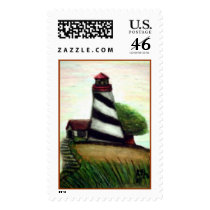 Black and White lighthouse postage
