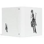 Black and White Line Drawing Polo Player binders