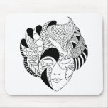 black and white lineart mask mousepad