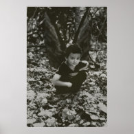 Black and White Little Boy Fairy Poster