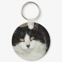 Black and White Longhaired Cat keychains by Incatneato Black and White Longhaired Cat keychains