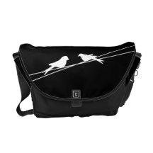 Black and White Love Birds Courier Bag