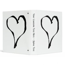 Black and White Love Heart Design. 3 Ring Binder