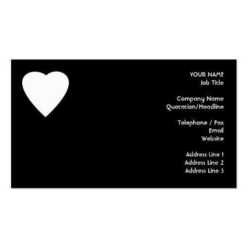 Black and White Love Heart Design. Business Card Templates