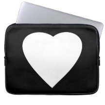 Black and White Love Heart Design. Laptop Computer Sleeves