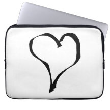 Black and White Love Heart Design. Computer Sleeves