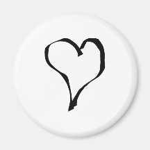 Black and White Love Heart Design. Refrigerator Magnet