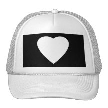 Black and White Love Heart Design. Mesh Hat