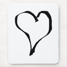 Black and White Love Heart Design. Mouse Pad