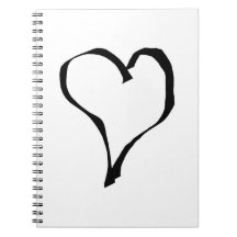 Black and White Love Heart Design. Note Books